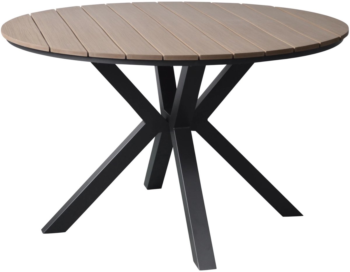 AVH-Collectie Quincy dining tuintafel antraciet 144xH75 cm rond polywood blad
