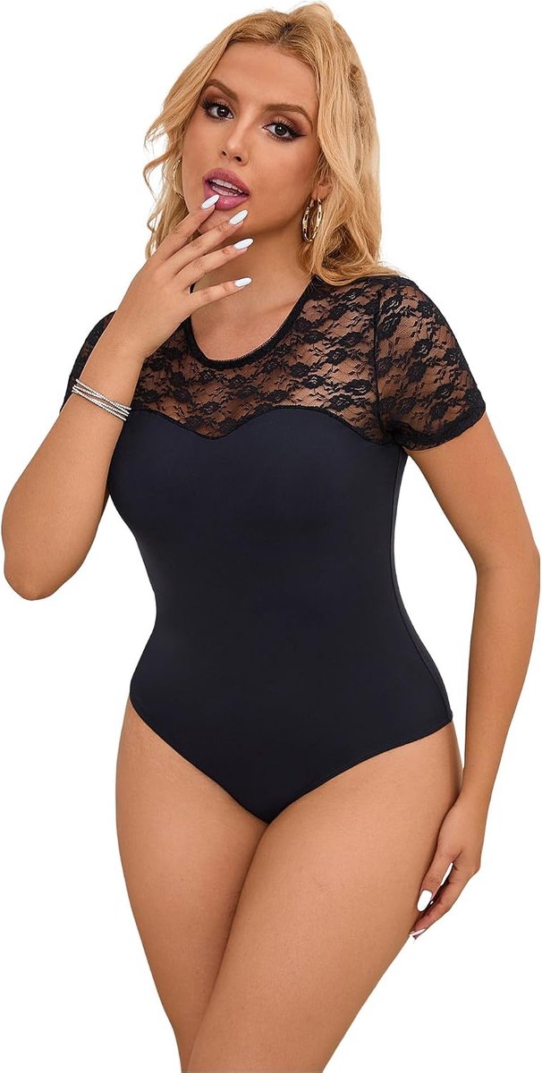 Bodysuit dames - grote maten - elegant met kant - sexy ondergoed - perfect voor curvy vrouwen - ShopVlot