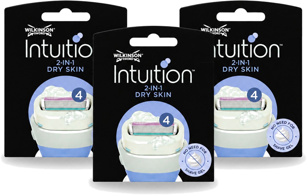 3 x Wilkinson – Scheermesjes – Intuition Dry Skin Coconut Milk & Almond Oil – 3 Scheermesjes - Voordeelverpakking - 3 stuks