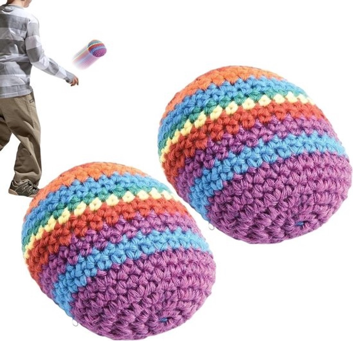 Jongleerbonenzakjes - Handgehaakte footbags - Vaardigheden oefenen - Hulpmiddel voor beginners - 2 stuks - Kleurrijk