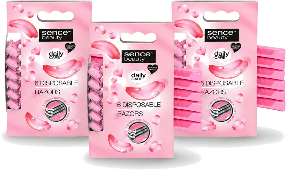 3 x Sence – Wegwerpscheermes – Glad Scheren – Comfort Grip – 6 Wegwerpscheermes - Voordeelverpakking - 3 stuks