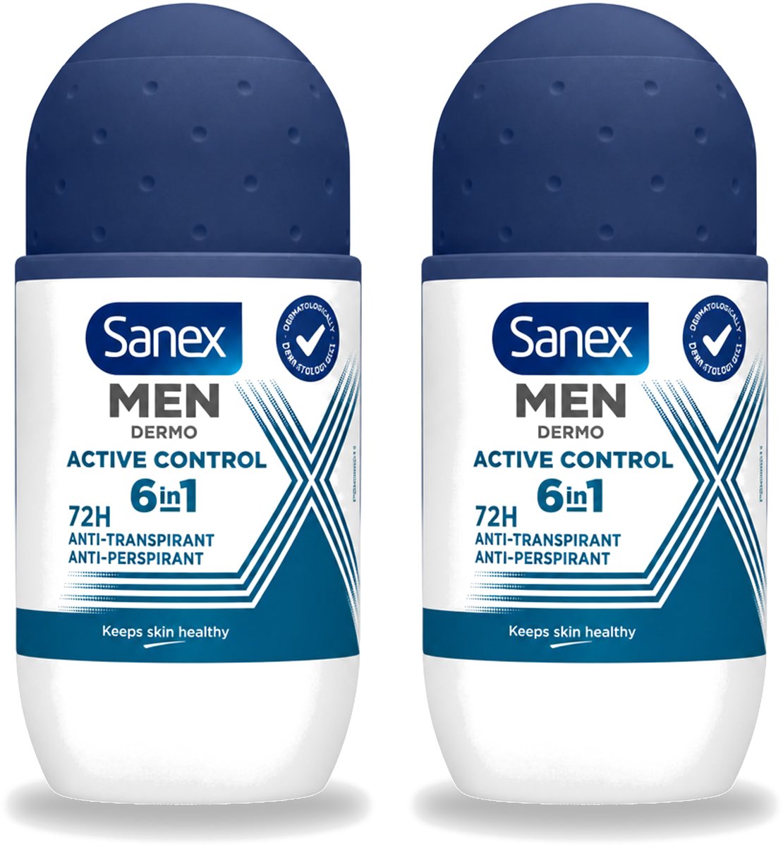 2 x Sanex Men – Deo Roll-on – Active Control – 53 ml - Voordeelverpakking - 2 stuks