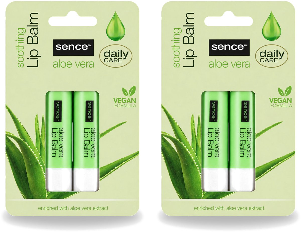 2 x Sence – Lippenbalsem – Aloë Vera – Verzorgend - Voordeelverpakking - 2 stuks