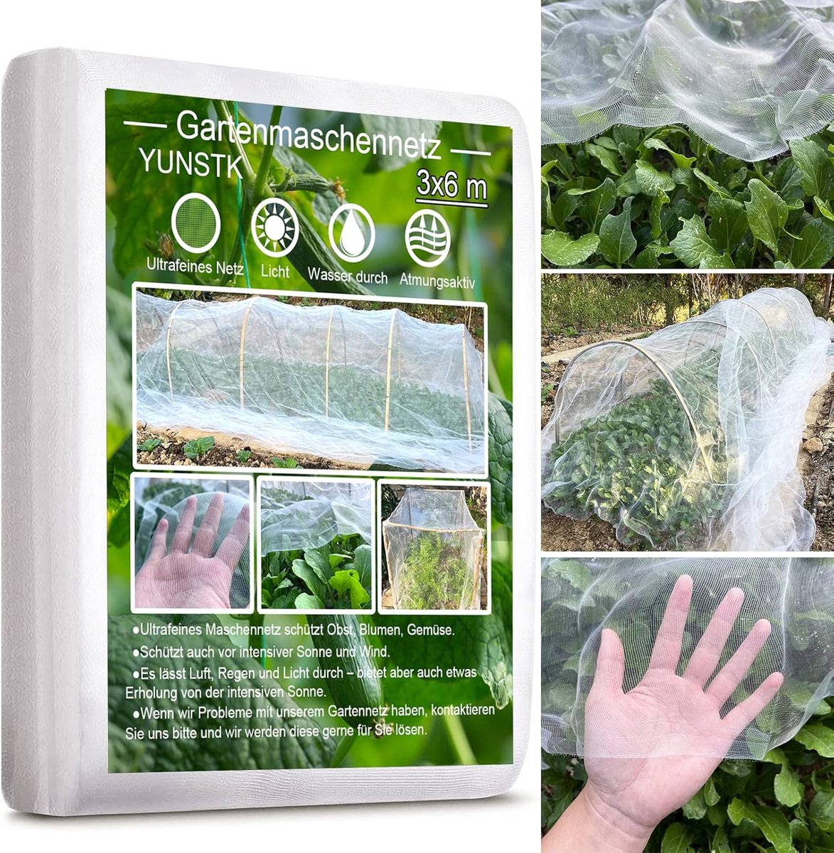 SnelShoppen - Insecten Bescherming Net 3 x 6 m Tuin Net voor Planten, Groenten, Fruit en Bloemen - Fijn Gaas Materiaal met Hoge Scheur- en Warmtebeste