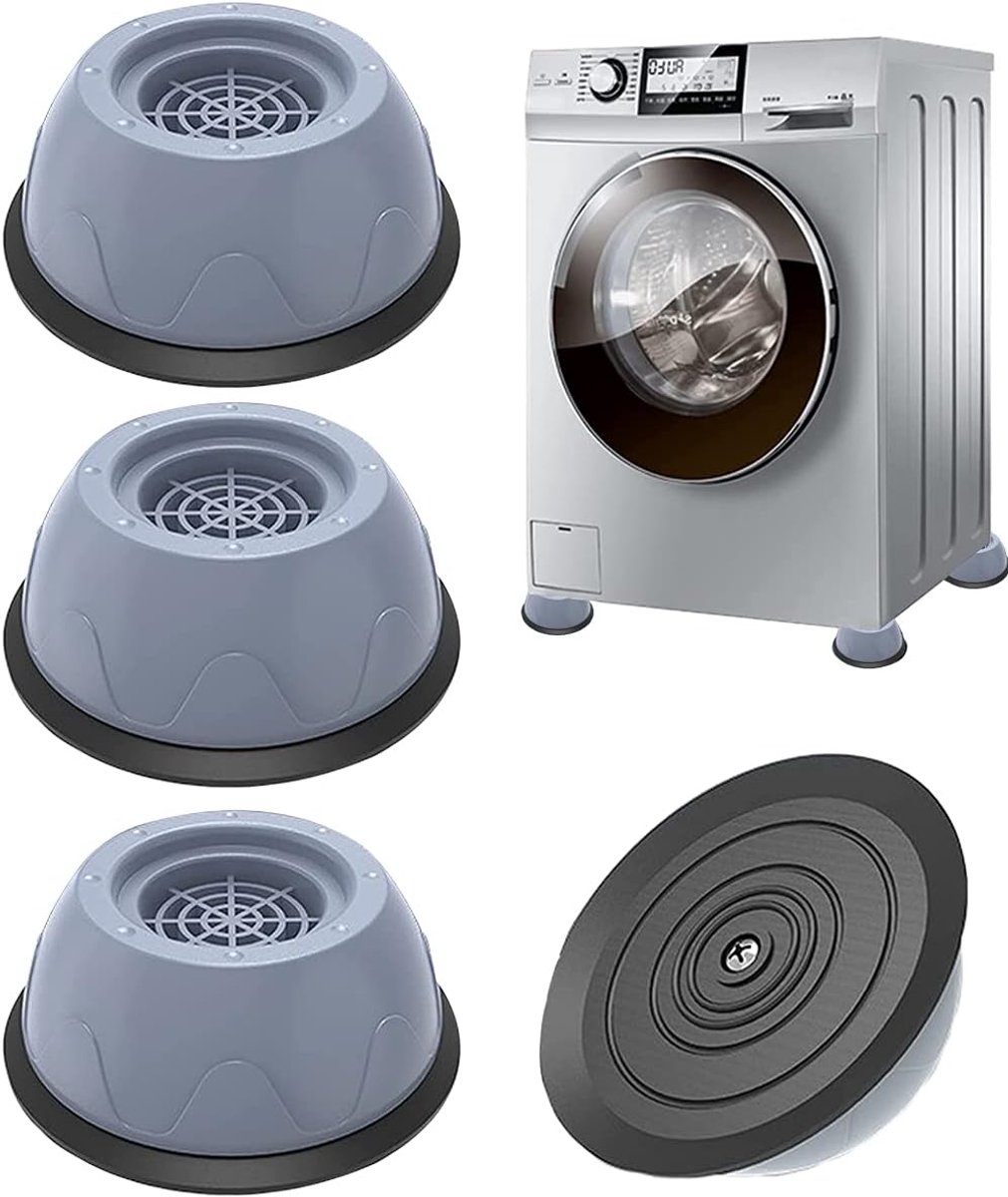 SnelShoppen - Rubberen pads voor wasmachines, universele anti-vibratievoeten, trillingsdempend, 4 stuks, antislip rubber, accessoires voor wasmachine