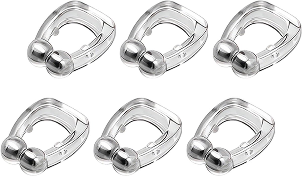 6 stuks magnetische anti-snurk neusklem, transparant siliconen slaapaccessoire, herbruikbare neusclip voor rustig slapen