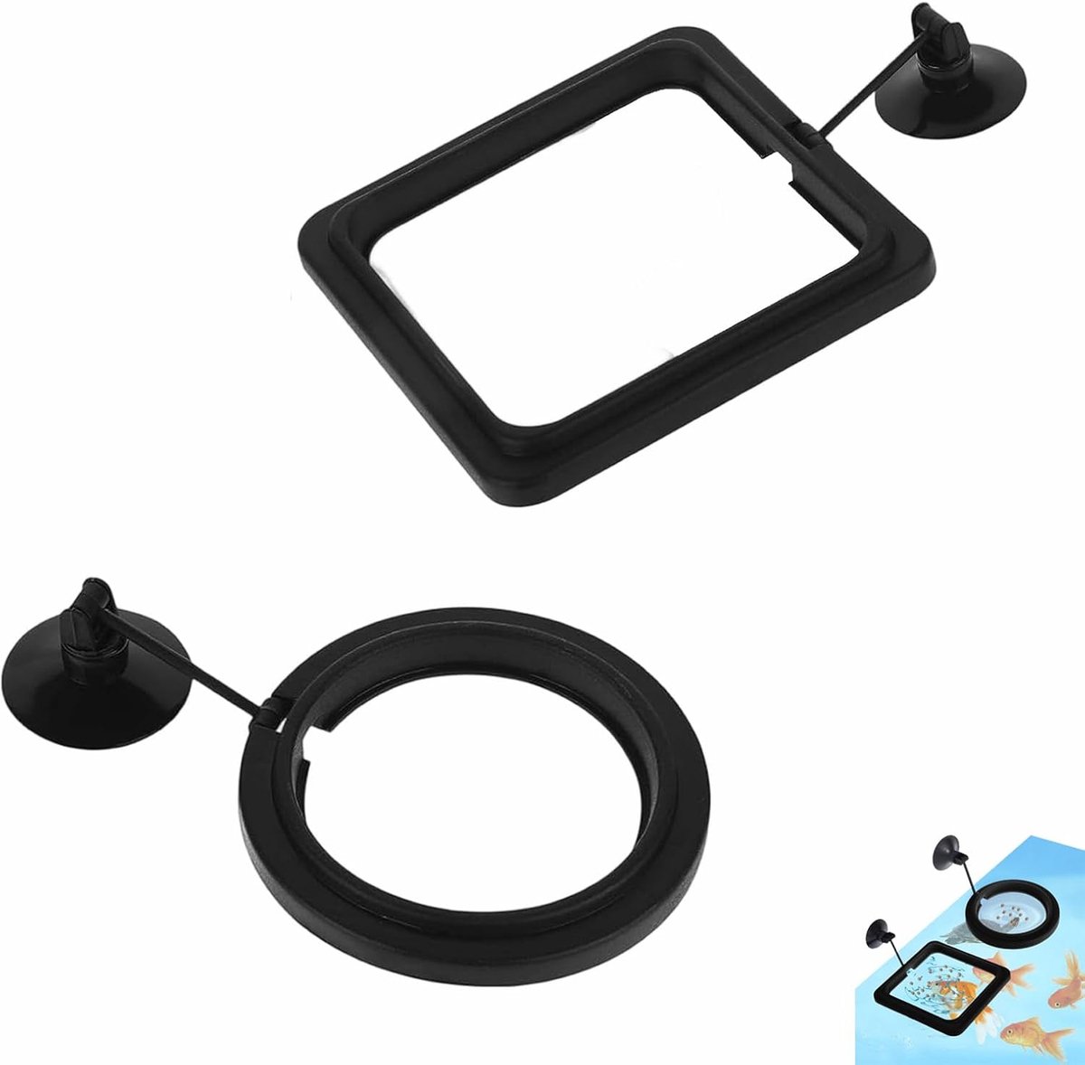 2 Pcs Fish Feeder Rings Floating Aquarium Feeder Ring with Suction Cups Round Square Fish Feeder Ring for Aquariums - ShopVlot