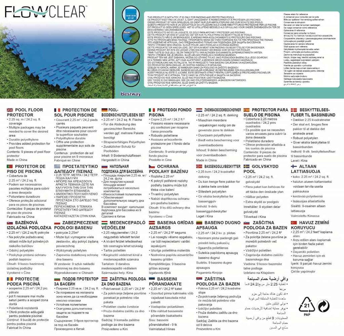 Bestway Flowclear zwembadtegels - 50 x 50 cm