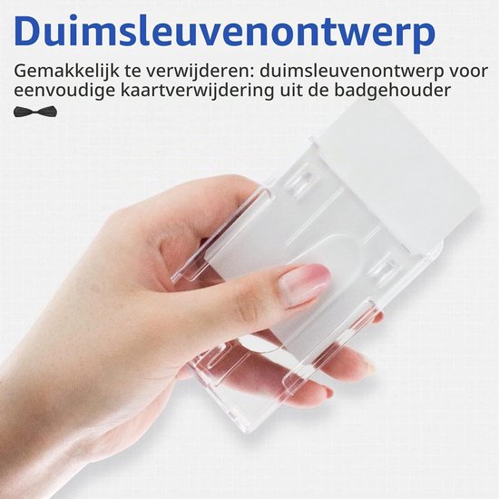 Duurzame Retractable Badge Reel Clips met Heldere Badgehouders en ID Kaarten - 2 Stuks, Verticaal Ontwerp voor Professioneel Gebruik — afbeelding 3