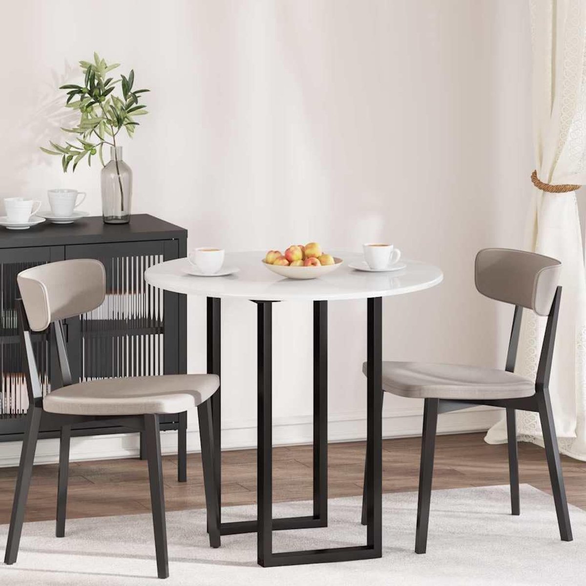 Tafelblad van houtmateriaal, Ø 80 x 1,5 cm, hoogglans wit, voor terras en tuin, minimalistisch design tafelblad voor moderne buitenruimtes, onderhoudsvriendelijk rond