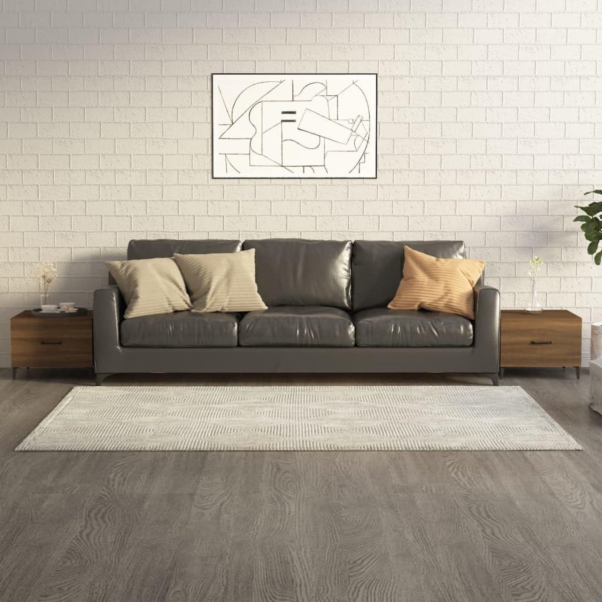 Consoletafels voor woonkamer salontafels metalen poten 2 STK. bruin eiken look 50x50x40 cm voor woonkamer, slaapkamer, studeerkamer