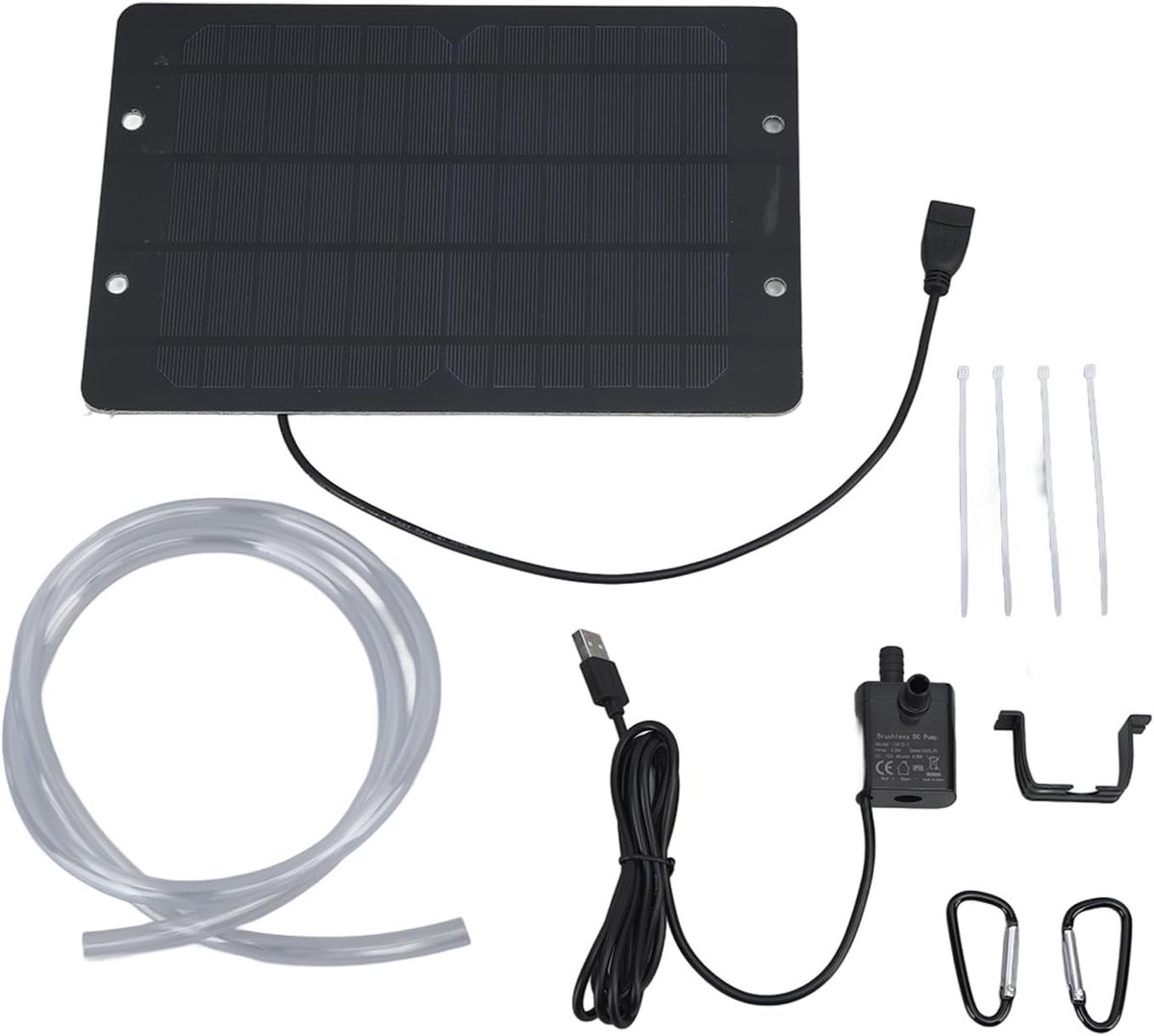 Zonne-energie Waterpomp Set voor Vogelbad en Tuin, Inclusief 6V 10W Paneel, Ideaal voor Kleine Vijvers en Aquaria