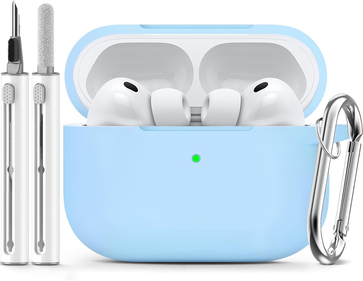 Compatible with AirPods Pro 3 Case - Sky Blue | Silicone Protective Case Cover for Apple Air Pod Pro 3rd (2025), Unisex Design, with Cleaning Kit
