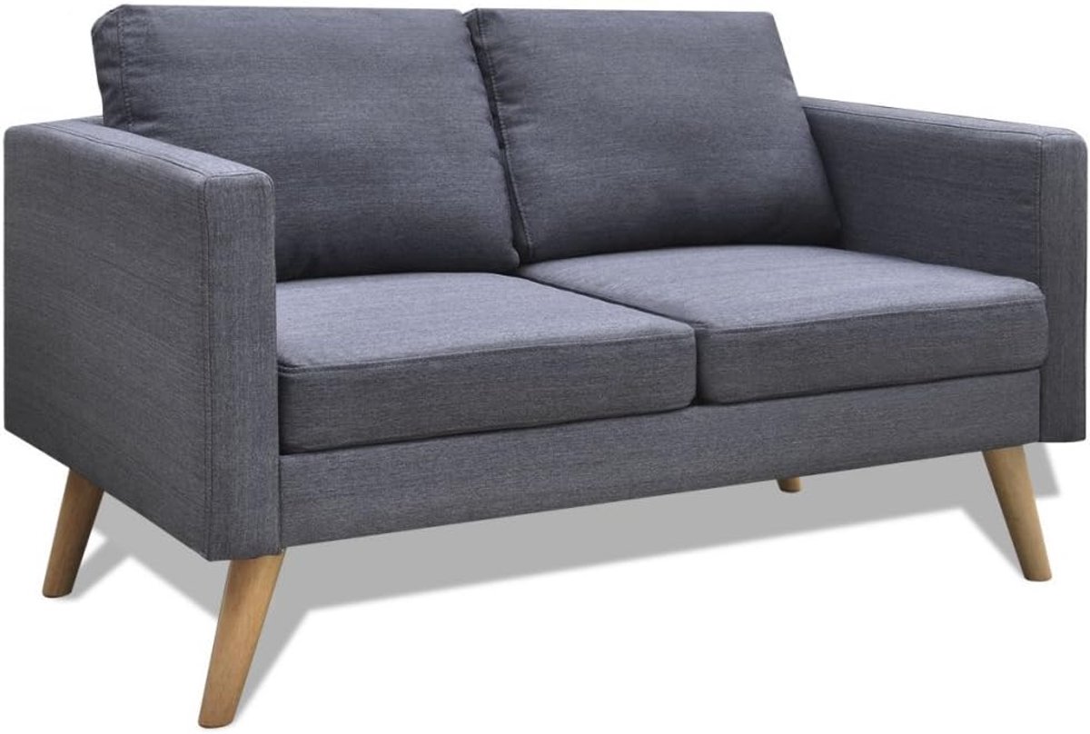 3-zitssofa, stoffen sofa, loungesofa met rugleuning, houten frame, zitcomfort, lichtgrijs 2-Sitzer Dunkelgrau grijs