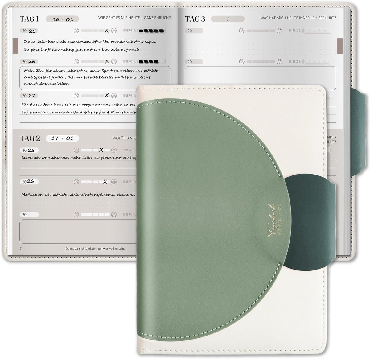 Groene Dagboek met Luxe Uiterlijk, Perfect voor Notities, Plannen en Persoonlijke Reflecties