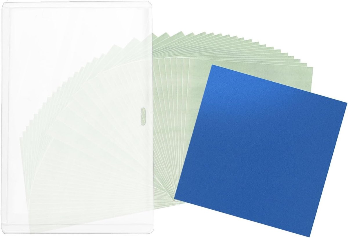 32 Vellen Zonneprintpapier, 10cm Vierkant Cyanotype Papier met A6 Cyanotype Map - Gevoelige Zonne-Actieve Printset voor DIY Kunstprojecten en Handwerk voor Kinderen