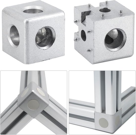 (4 Stuks) Zinklegering Cube Hoek Beugel 4040 Serie Voor Europese Standaard Aluminium Extrusie Profiel T Slot Accessoires Met Schroeven en Moersleutel — afbeelding 3