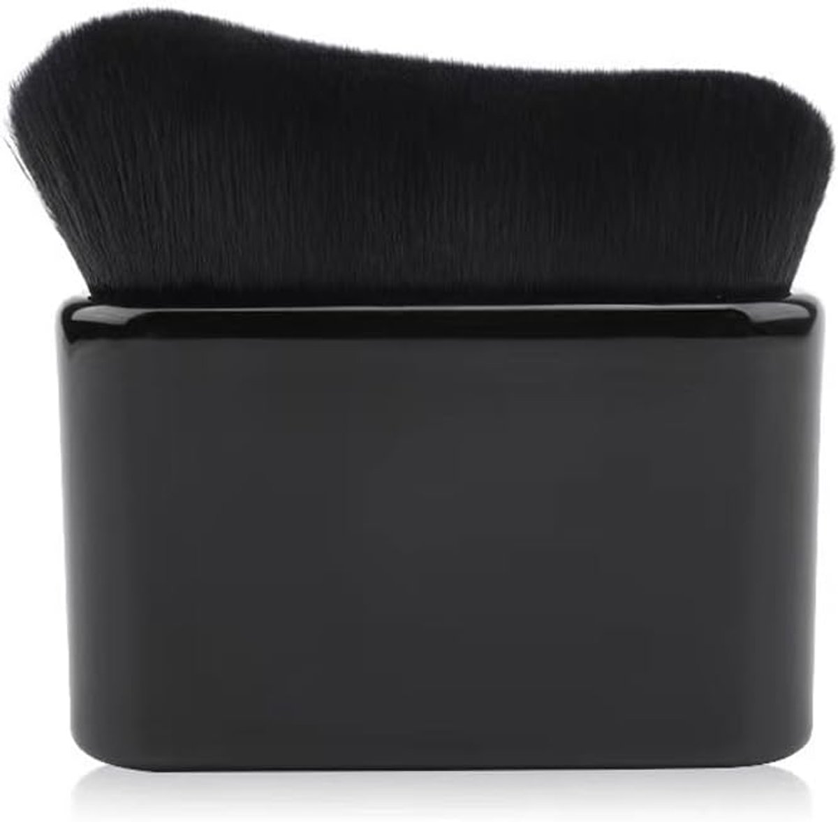Platte zwarte make-upkwast - perfect voor het aanbrengen van blush en zelfbruiner, geschikt voor gezichts- en lichaamsmake-up, trekt snel in, verstelbare hoek voor gemakkel
