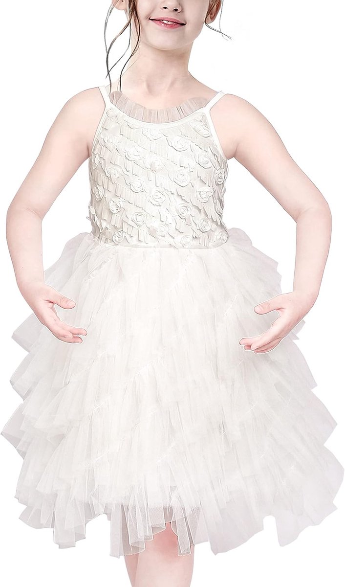 Jurk Roze Pailletten Bruiloft Hallo laag Tule Rok Tutu Flutter mouw 4-8 jaar