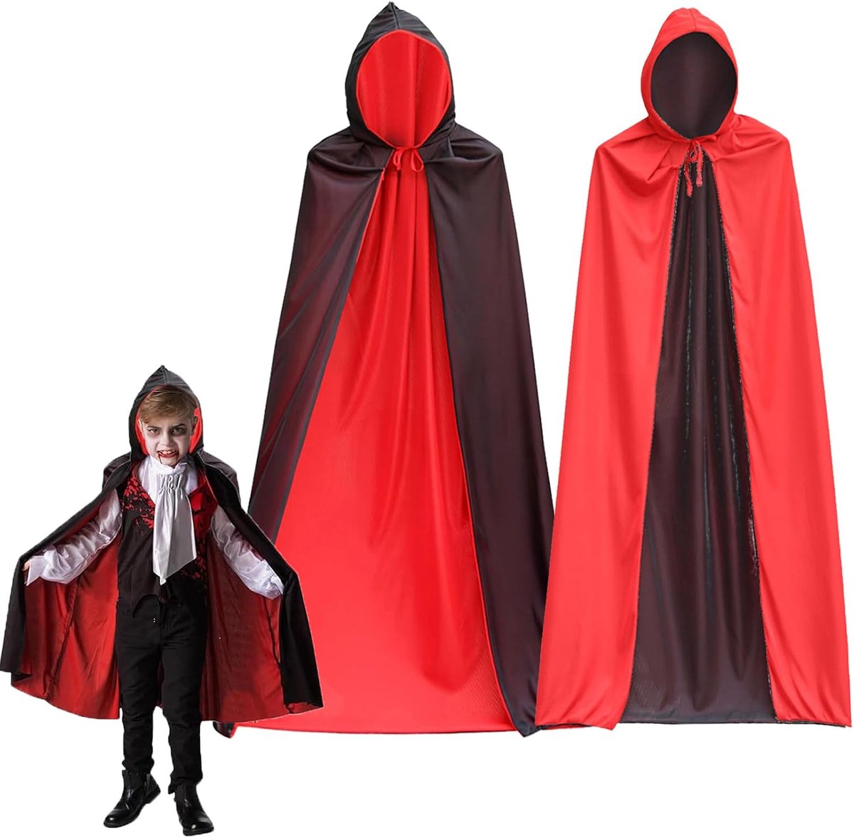 Kostuum,Halloween kostuum set, Halloween vampier rode kostuum, Double Face kostuum met 20 Tijdelijke Tattoos, voor Volwassenen Kinderen Mannen Vrouwen cosplay,carnaval,Halloween,party