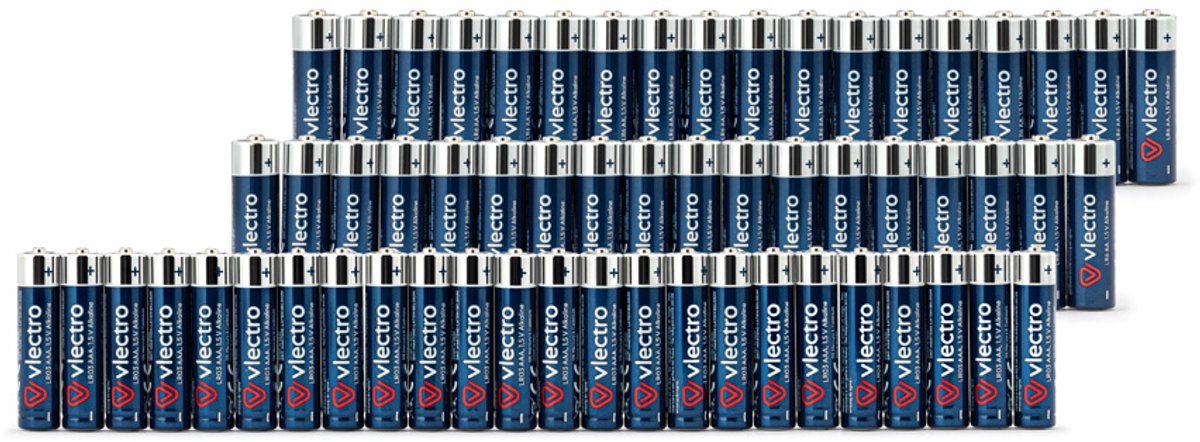 Vlectro - 60 krachtige alkalinebatterijen: AA of AAA - 36 AA + 24 AAA- batterijen
