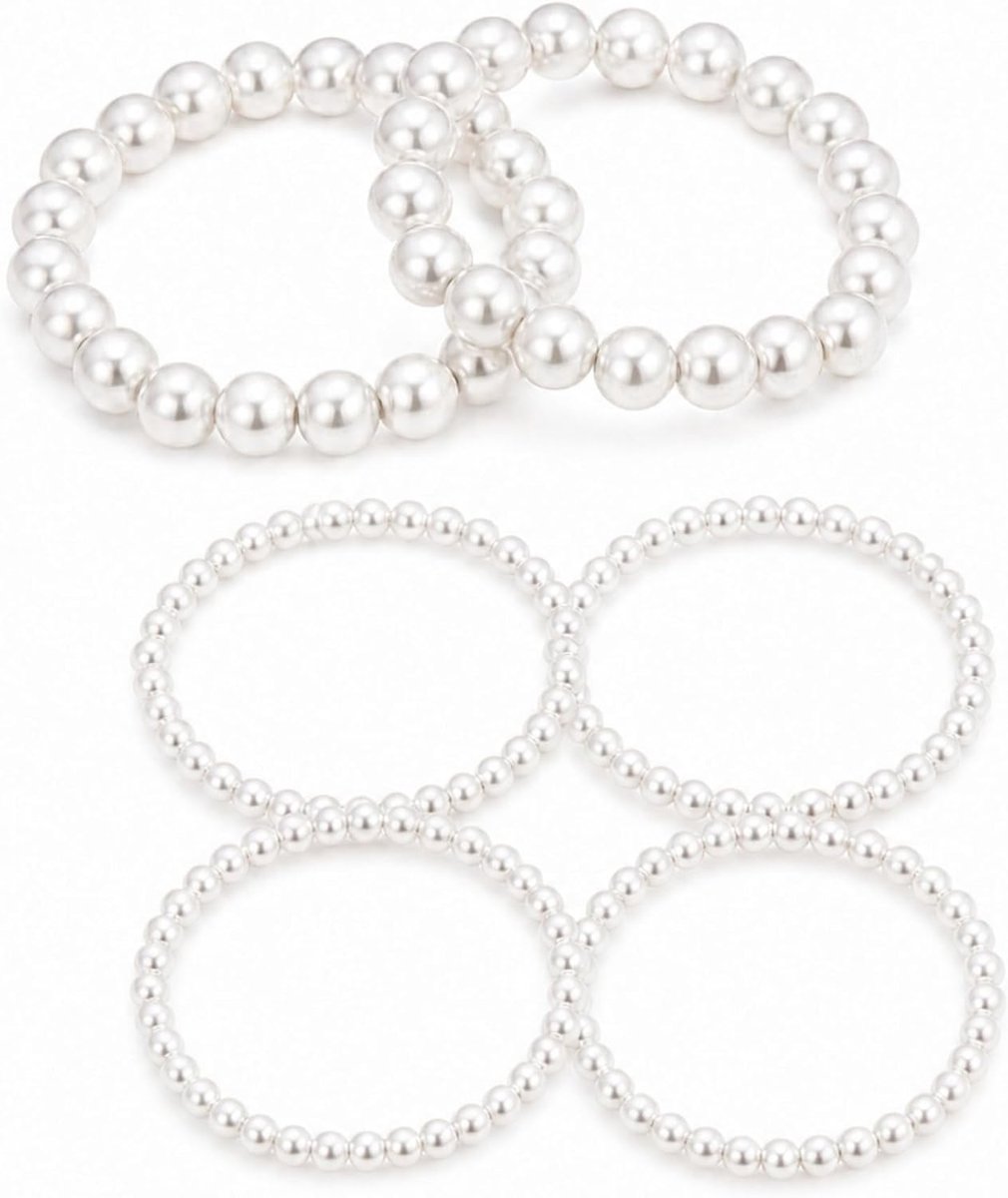 6-delige armbandset met kunstparels - ShopVlot