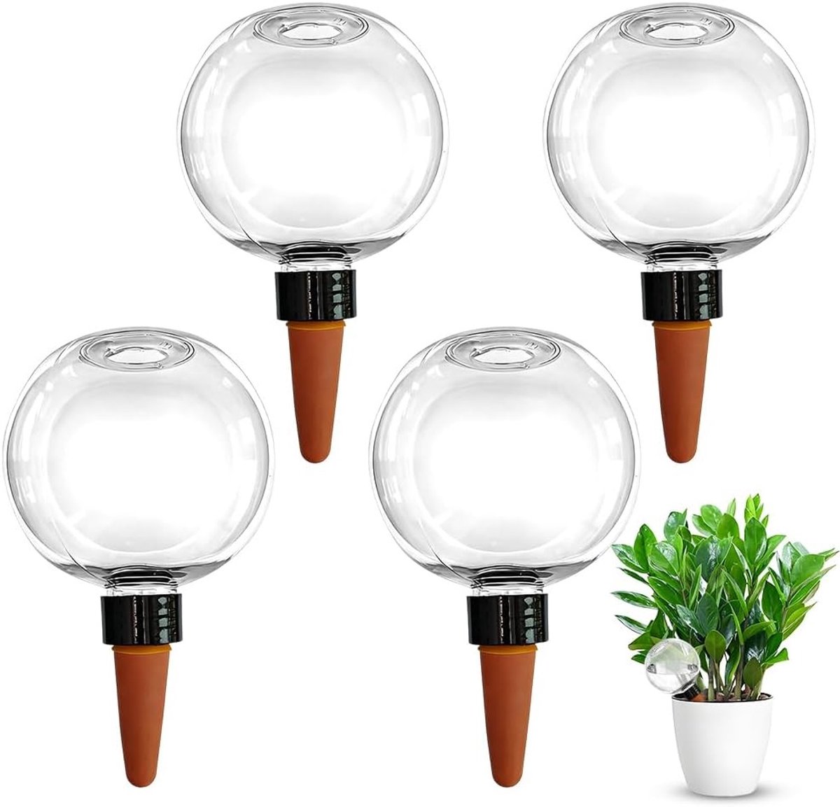 Automatische Watergeefballen voor Planten - 4 Stuks Zelfwaterende Irrigatie, Ideaal voor Thuis, Balkon en Woonkamer, Perfect voor Plantenverzorging en Gemakkelijk Gebruik