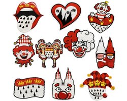 Carnival Patch Iron On Patches Red White Embroidered Iron On Patch Carnival Decoration Clown Apparel Appliqué Patches - ShopVlot