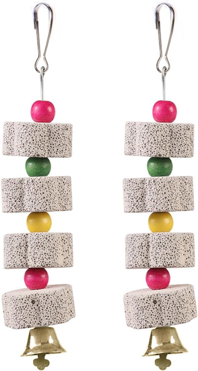 2 Stuks Papegaai Knagen Molar String, Polijsten Minerale Steen Voor Vogel Snavel, Calcium Supplement Steen Voor Papegaai Slijpen Snavel, Vogelkooi Accessoires.