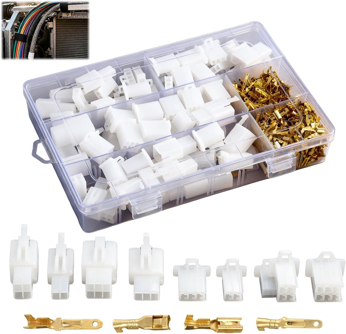 480 stuks 2,8 mm connectorset voor auto's, elektrische klemmen voor autoconnectoren, 2-, 3-, 4- en 6-polige connectoren voor auto, motorfiets, vrachtwagen en boten