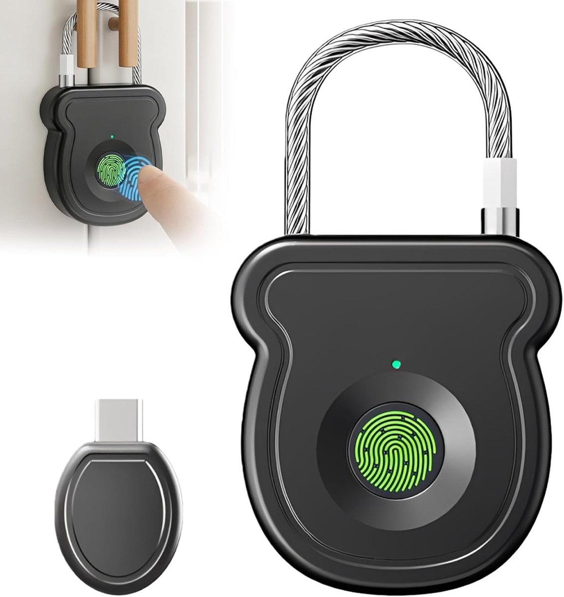 Duurzame Slimme Vingerafdruk Hangslot: Biometrisch Hangslot voor Hoge Beveiliging van Rugzakken, Opslagdozen en Bagage (40mm×1.5cm×4.2cm)