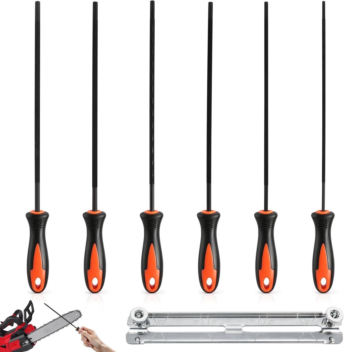 Vijlen voor kettingzaag, 6 stuks vijlen kettingzaagset 3,2 mm 4,0 mm 4,5 mm 4,8 mm 5,2 mm 5,5 mm, vijlset metalen set - ShopVlot