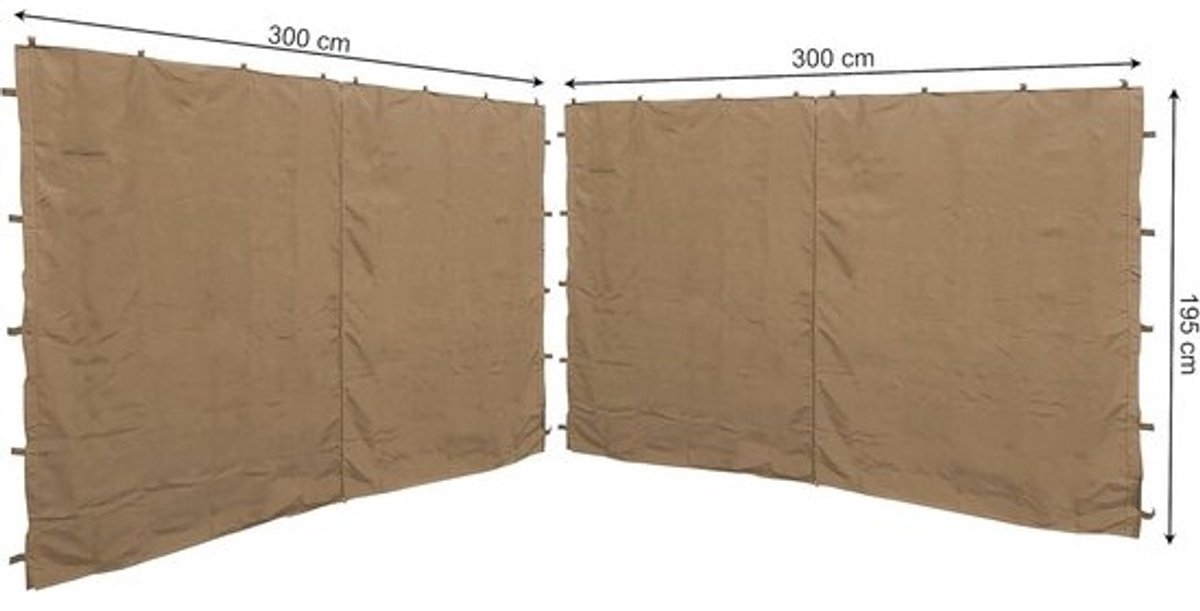 2-delige zijpanelen voor paviljoens van 3x3m - met ritssluiting - Beige RAL 1001
