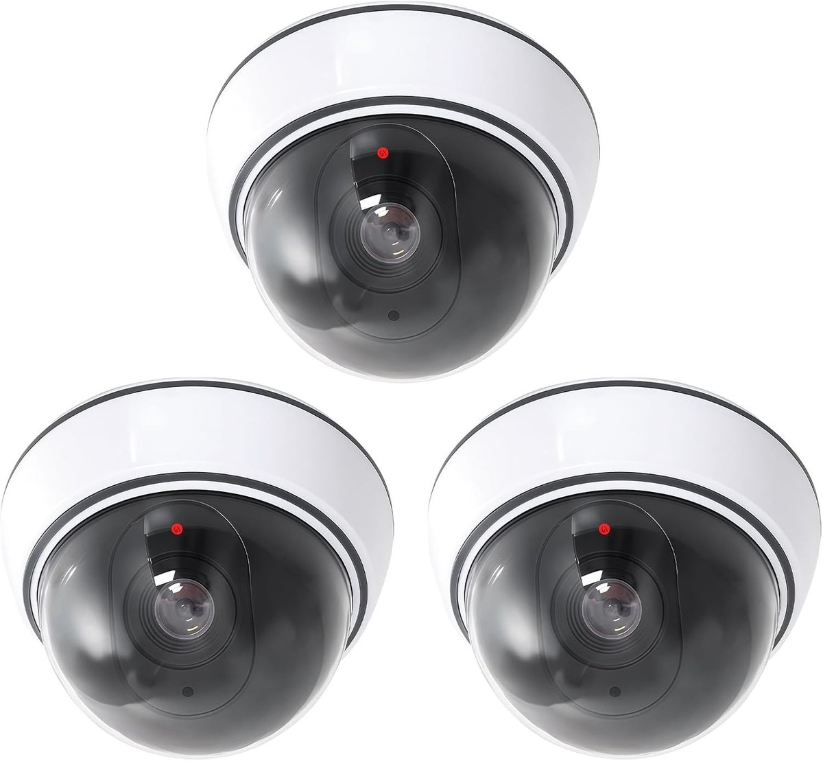 Set van 3 Realistische Dome Dummy Camera's met Flitsende LED Licht voor Binnen en Buiten - Inclusief Montagemateriaal voor Veiligheid en Bewaking