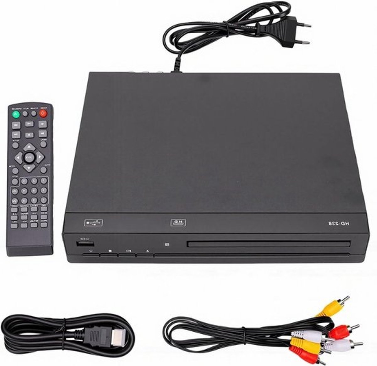 Cuifati dvd-speler voor tv, 1080P home-entertainmentspeler voor alle regio's, compacte cd-speler met HDMI- en AV-kabels, afstandsbediening en tv-ondersteuning, thuisbioscoop-entertainment (EU-stekker)