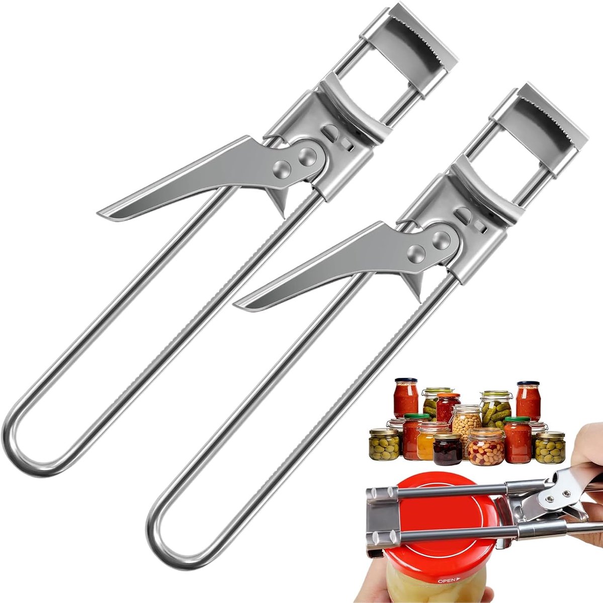Blik- en flesopener 2 stuks - multifunctioneel - roestvrij staal - voor zwakke handen - SnelShoppen