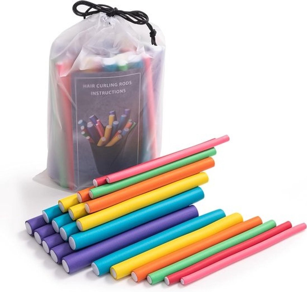 47 stuks 7 inch papilotten voor grote krullen zonder hitte - Voor kort en lang haar