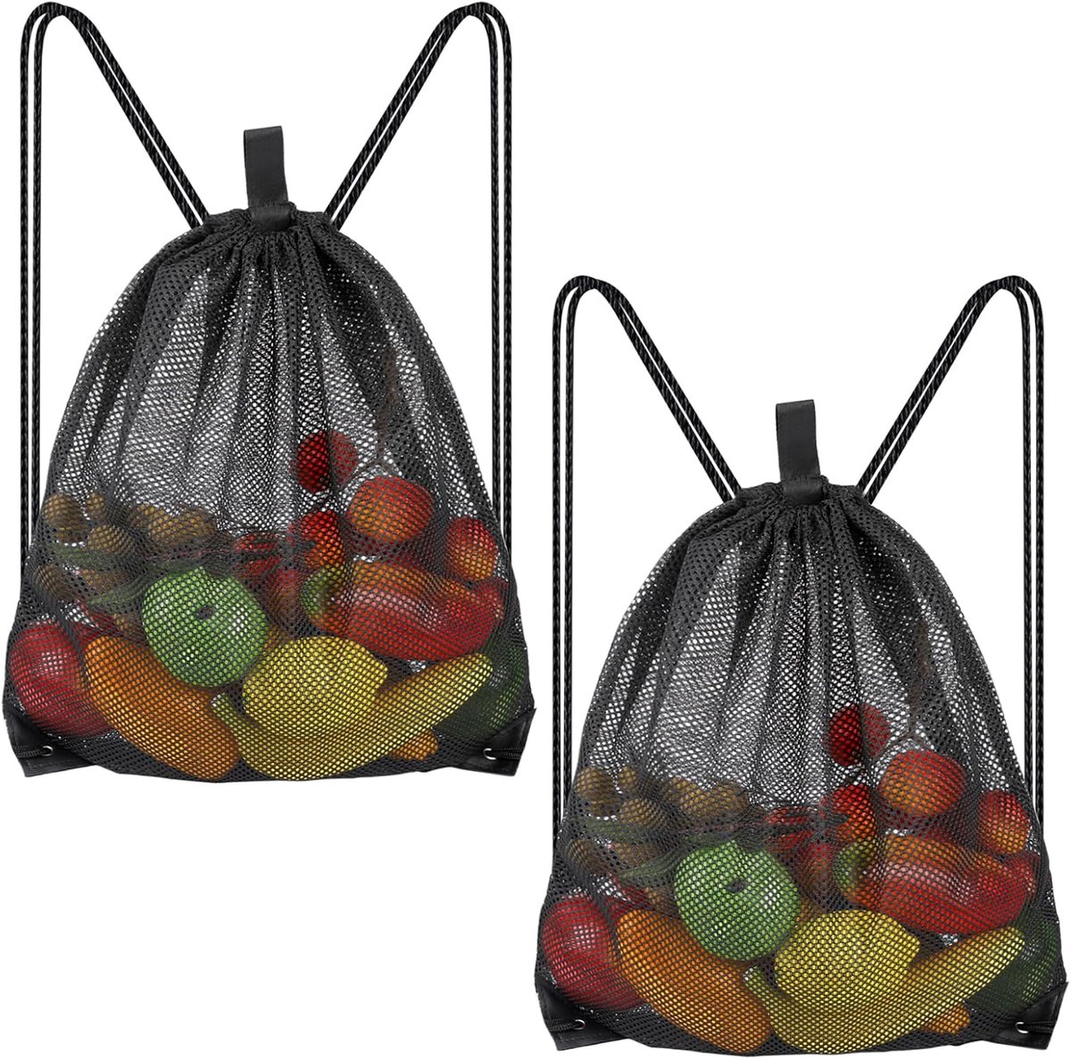 Tucnoeu 2 stuks nettas, 45 x 40 cm, nettas, trekkoord, gymtas, sporttas voor zwemmen, strand, fitnessstudio, reizen - ShopVlot