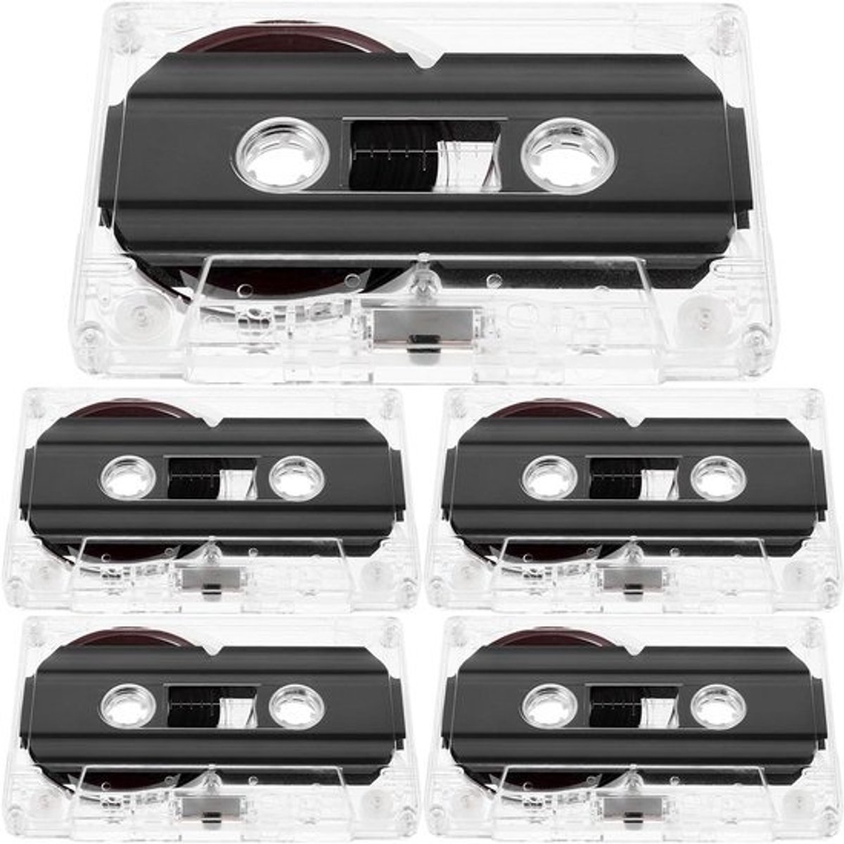 Set cassettebandjes - Audiotapes - Voor het opnemen van muziek - 60 minuten speelduur - 5 stuks - Wit