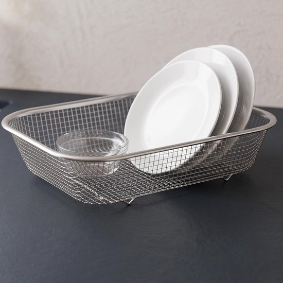 Roestvrijstalen tuinzeef set van 4, ideaal voor compost, aarde, zand en stenen, 33,5 × 25 × 6 cm, 6 mm maaswijdte — afbeelding 4