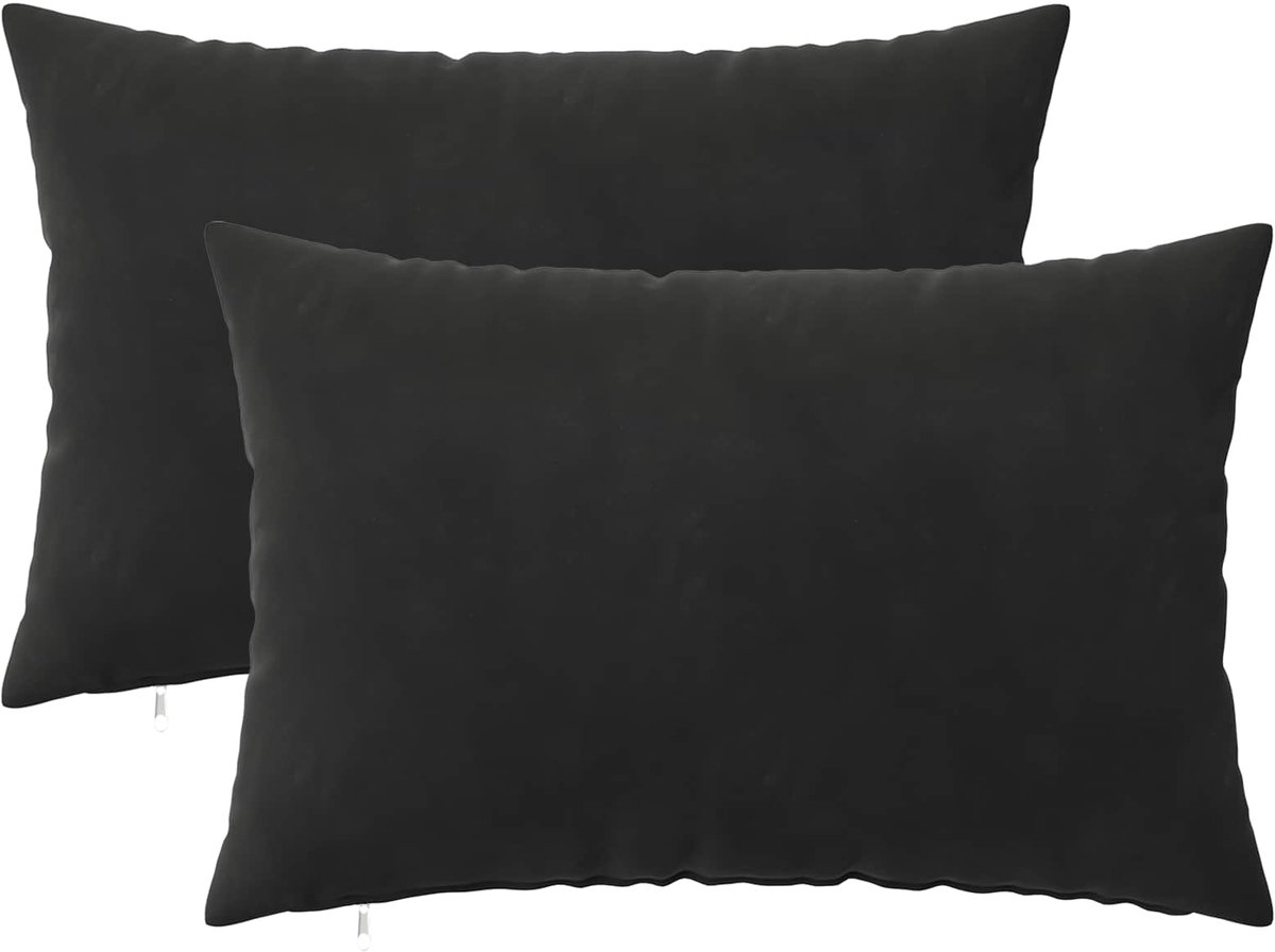 vidaXL Dekenkussen - 2 - st - HEERLEN - Zwart - 50 - x - 80 - cm - fluweel