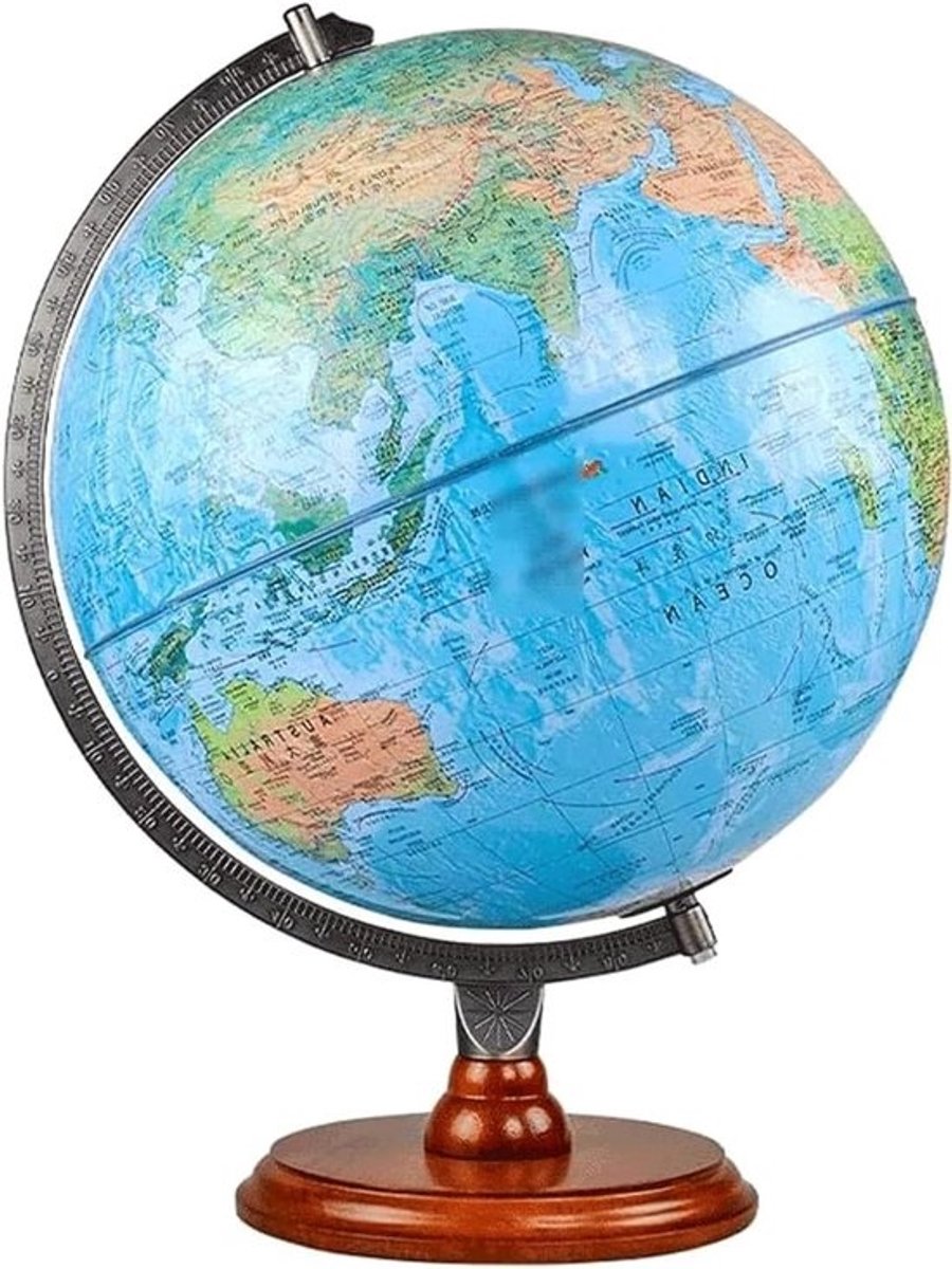 3D Relief Globe - Wereldbol Educatief - Geografie Leren - Chinese Engelse Kaart - 32cm Diameter - Blauw