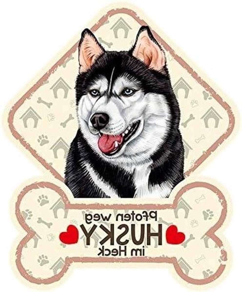 Hondenbord Auto - Dieren Sticker - Reizen met hond - Zuignap bevestiging - 20 x 16 cm - Wit
