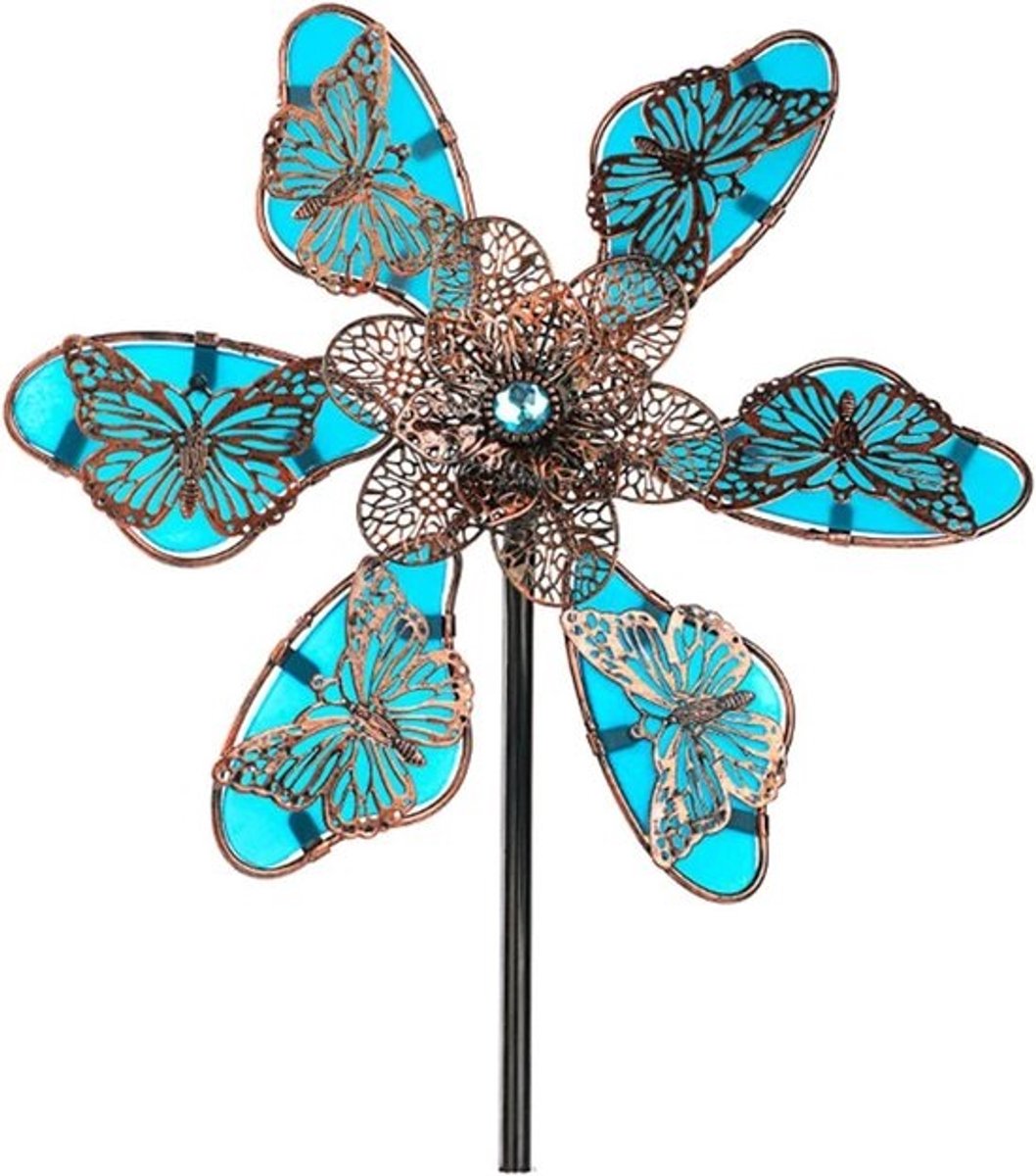Tuin windspinner - Vlinder molen - Tuin decoratie - Lichtgevend effect - 354 inch - Blauw