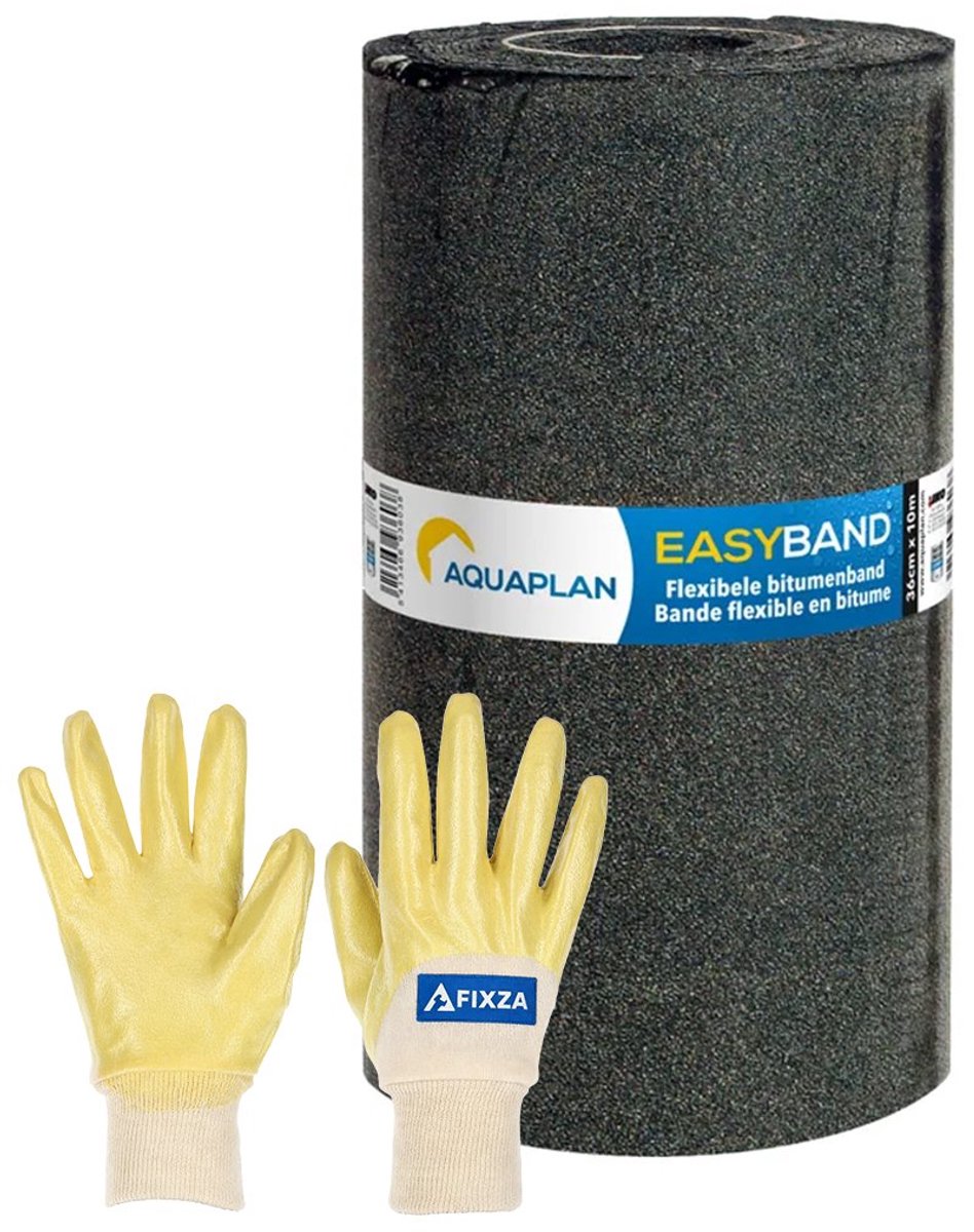 AQUAPLAN Easy-Band Flexibele Bitumenband – set – Waterdichte Reparatieband voor Dak, Dakrand, Schoorsteen en Muur – 10 m x 36 cm