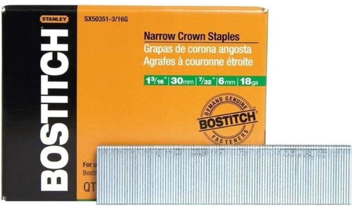 18 Gauge Afwerkingsnietjes 3/16 Inch Kroonlengte voor Nietmachines