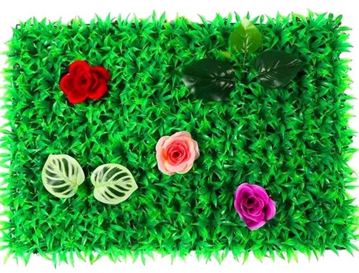 Kunstmatige Groene Muur - Grasmuur Graspanelen - Buiten Decoratie - Hoge Dichtheid - 4 Stuks - Groen