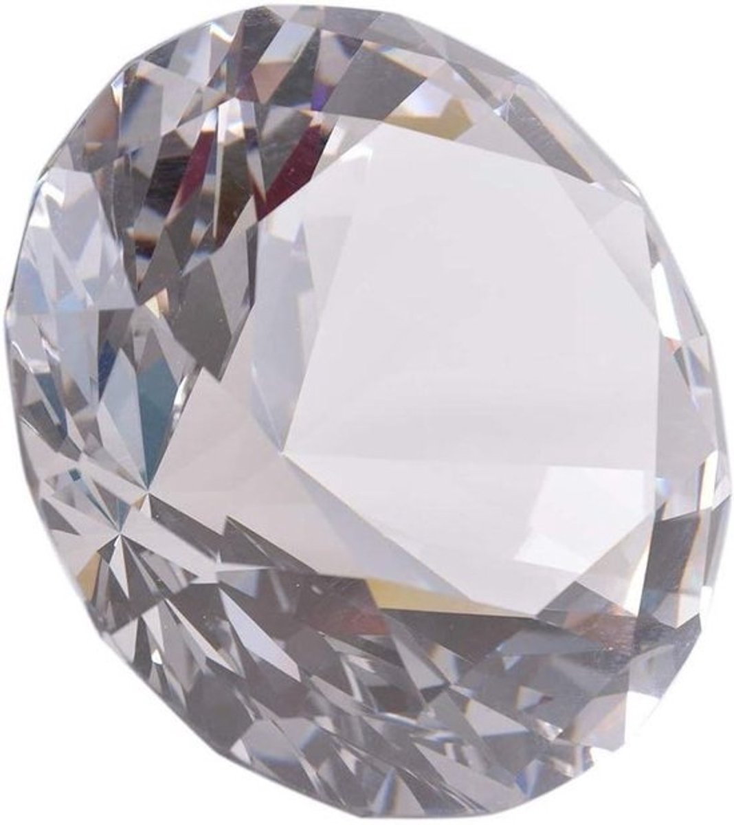 Kristallen Briefgewicht - Diamant Decoratie - Bureau Decoratie - Foutloos K9 Kristal - 100 mm Breed - Kleurloos