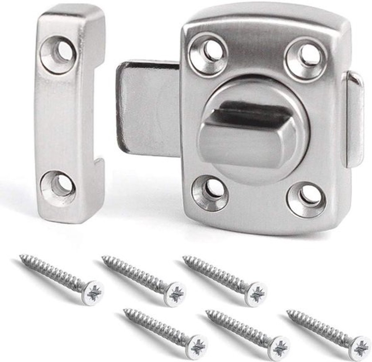Deurgrendel slot - Extra slot - Veiligheid binnendeur - Roestvrij staal - 4 6 cm - Zilver