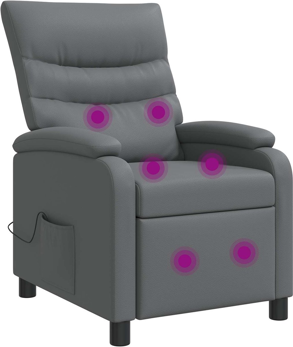 vidaXL Massage - Relaxstoel - Grijs - Kunstleer